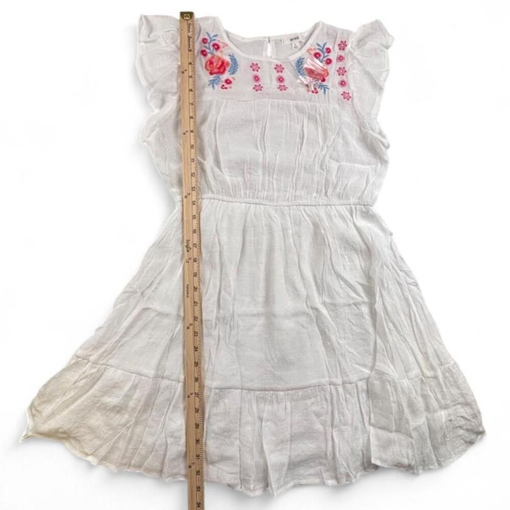 NWT MINE White Embroidered Floral Babydoll Dress Women’s L Boho Cottagecore - Picture 6 of 8
